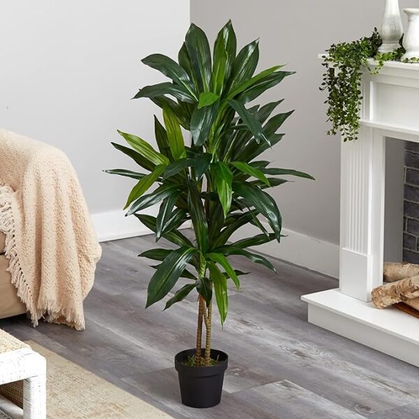 Natural 48" Dracaena Silk Plant (Real Touch) Green - Image 2